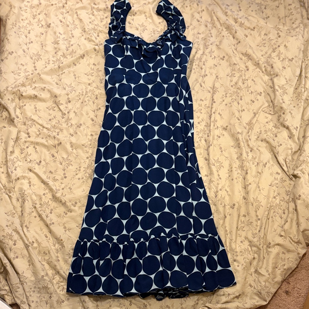 Kate Spade Joy Dot Ruffle Midi Dress